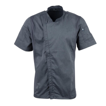 Unisex Short Sleeve Zipper Closure Ink Blue Kitchen Jacket - Size M - Chef Works - Fourniresto