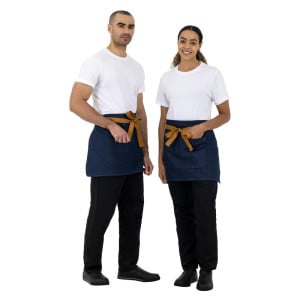 Avental de Servidor em Denim Azul com Cinto Ocre em Algodão 700 x 430 mm - Whites Chefs Clothing - Fourniresto