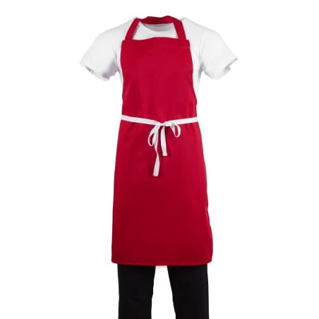 Avental Bavete Vermelho em Polycotton - Whites Chefs Clothing - Fourniresto