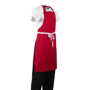 Avental Bavete Vermelho em Polycotton - Whites Chefs Clothing - Fourniresto