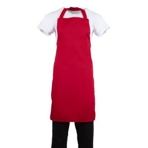 Avental Bavete Vermelho em Polycotton - Whites Chefs Clothing - Fourniresto