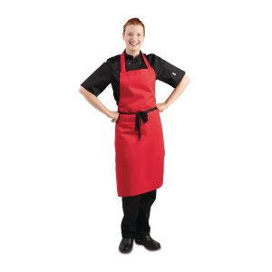 Avental Bavete Vermelho em Polycotton - Whites Chefs Clothing - Fourniresto