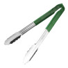 Green Stainless Steel 300 mm Serving Tongs - Vogue - Fourniresto