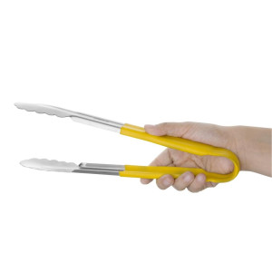 Yellow Stainless Steel 300 mm Serving Tongs - Vogue - Fourniresto