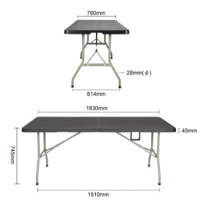 Mesa Dobrável Preta Central 180 cm - Bolero - Fourniresto