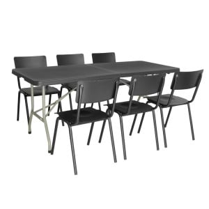 Mesa Dobrável Preta Central 180 cm - Bolero - Fourniresto