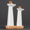 Bottle Oil And White Vinegar With Wooden Stand And Corks - Olympia - Fourniresto