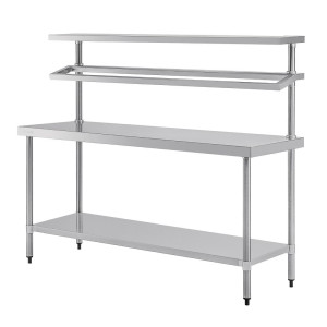 Grande Mesa de Preparação em Aço Inoxidável com Suporte para Bandejas GN 1800 x 600 mm - Vogue - Fourniresto