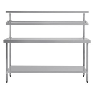 Grande Mesa de Preparação em Aço Inoxidável com Suporte para Bandejas GN 1800 x 600 mm - Vogue - Fourniresto