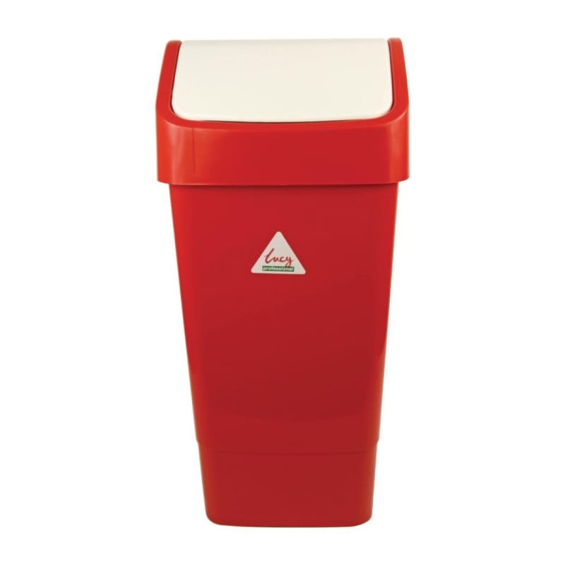 Caixote do lixo vermelho em polipropileno com tampa basculante 50 L - Scot Young - Fourniresto