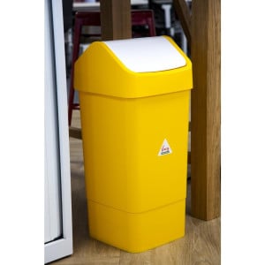 Caixote do lixo amarelo em polipropileno com tampa basculante 50 L - Scot Young - Fourniresto