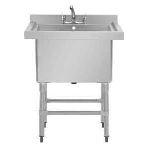 Deep Sink With Backsplash 100 L 770 X 600 Mm - Vogue - Fourniresto