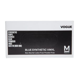 Gants Alimentaires en Vinyle Non Poudrés Bleus Taille L - Lot de 100 - Vogue - Fourniresto