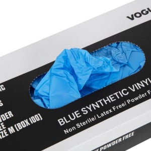 Non-Powdered Blue Vinyl Food Gloves Size M - Pack of 100 - Vogue - Fourniresto