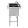 Double Evier Profond Avec Dosseret 2 X 100 L 1410 X 600 Mm - Vogue - Fourniresto