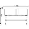 Double Sink with Backsplash 2 X 100 L 1410 X 600 Mm - Vogue - Fourniresto