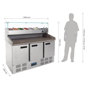 Balcão de Preparação de Pizza Refrigerado 3 Portas 368 L - Polar - Fourniresto