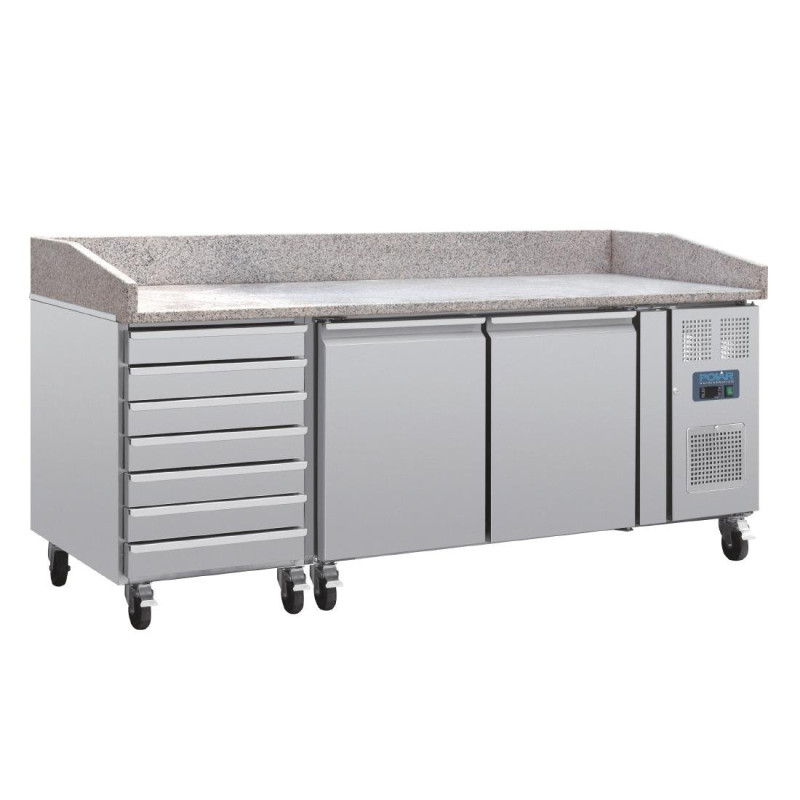 Pizza Counter with Marble Top - 2 Doors 7 Dough Drawers - U Series - Polar Pizza Counter with Marble Top - 2 Doors 7 Dough Drawers - U Series - Polar