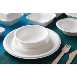 Pratos de Bagasse Compostáveis ​​26 cm - Pacote com 50 - Fiesta Green - Fourniresto