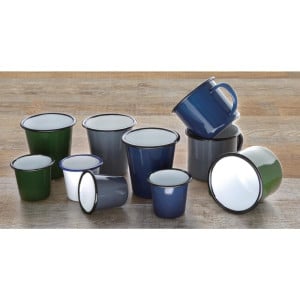 Mugs en Acier Émaillé Bleu et Noir 350ml - Lot de 6 - Olympia - Fourniresto