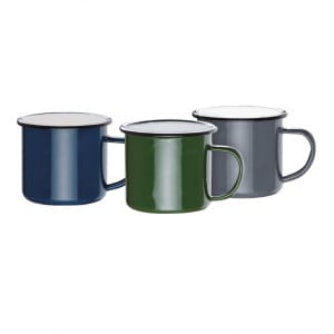 Canecas de Aço Esmaltado Verde e Preto 350ml - Conjunto de 6 - Olympia - Fourniresto