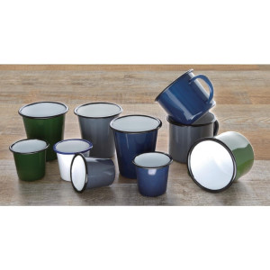 Canecas de Aço Esmaltado Verde e Preto 350ml - Conjunto de 6 - Olympia - Fourniresto