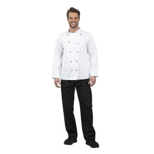 Unisex Chicago Long Sleeve White Chef Jacket Size L - Whites Chefs Clothing - Fourniresto