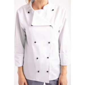 Unisex Chicago Long Sleeve White Chef Jacket Size L - Whites Chefs Clothing - Fourniresto