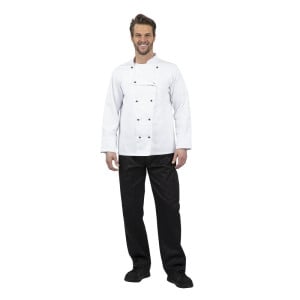 Casaco de Cozinha Unissexo Chicago de Mangas Compridas Branco Tamanho M - Whites Chefs Clothing - Fourniresto