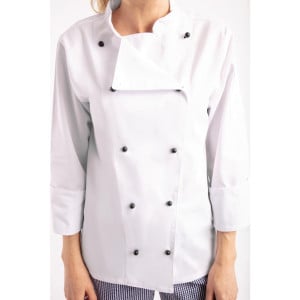 Casaco de Cozinha Unissexo Chicago de Mangas Compridas Branco Tamanho M - Whites Chefs Clothing - Fourniresto