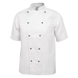 Casaco de Cozinha Unissexo Chicago de Mangas Curtas Branco Tamanho L - Whites Chefs Clothing - Fourniresto