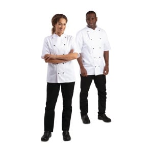 Casaco de Cozinha Unissexo Chicago de Mangas Curtas Branco Tamanho L - Whites Chefs Clothing - Fourniresto