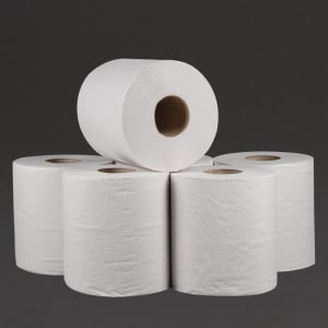 Toalha de Mão 2 Dobras com Dispensador Central Branco - Conjunto de 6 - Jantex