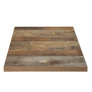 Square Table Top with Aged Wood Effect - L 700mm - Bolero