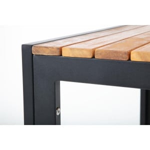 Mesa quadrada em aço e acácia 80 cm - Bolero - Fourniresto