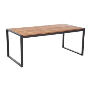 Mesa Industrial Retangular em Aço e Acácia 180 cm - Bolero - Fourniresto