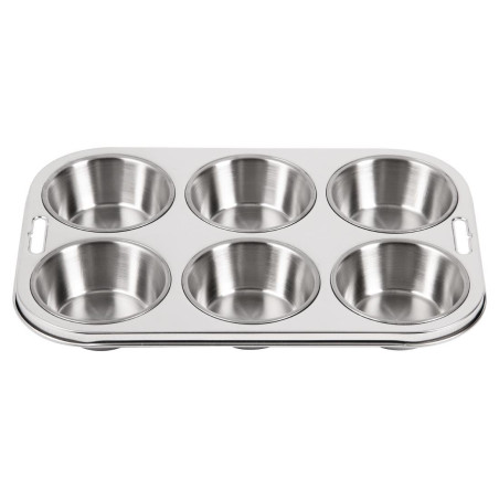 Set of 6 Deep Muffin Moulds in Stainless Steel - Vogue