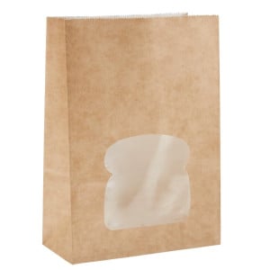 Sacs sandwich kraft recyclables noirs avec fenêtre - Lot de 250 - Colpac - Fourniresto