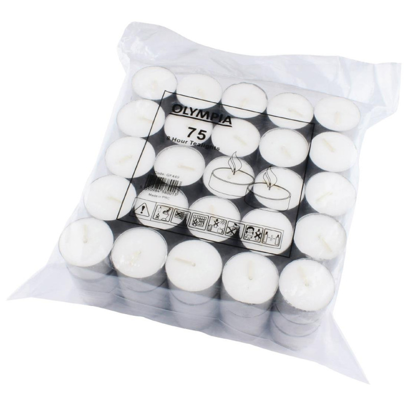 Velas Rechaud 8 Horas Ø 40 mm - Lote de 75 - Olympia