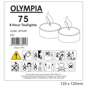Velas Rechaud 8 Horas Ø 40 mm - Lote de 75 - Olympia