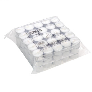 8 Hour Tealight Candles Ø 40 mm - Pack of 75 - Olympia