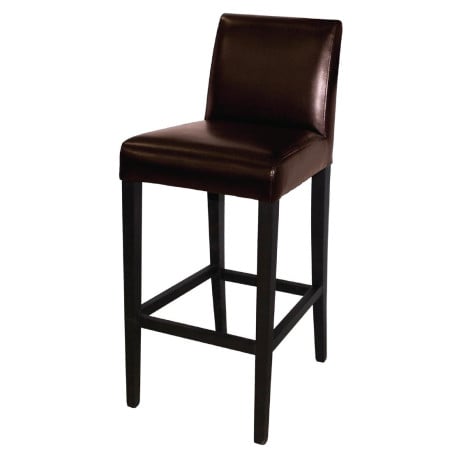 Tabouret De Bar Haut Avec Dossier En Simili Cuir - Marron Foncé - Bolero - Fourniresto