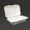 Caixas de refeição em bagaço com tampa articulada - L 228mm - Conjunto de 200 - Vegware