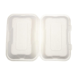 Caixas de refeição em bagaço com tampa articulada - L 228mm - Conjunto de 200 - Vegware