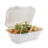 Caixas de refeição em bagaço com tampa articulada - L 228mm - Conjunto de 200 - Vegware