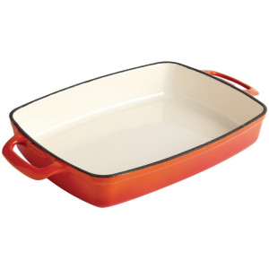 Rectangular Orange Cast Iron Dish - 2.8L - Vogue