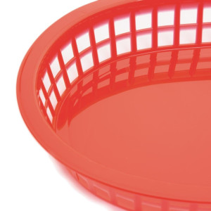 Set of 6 Oval Food Baskets in Red Polypropylene - Olympia Brand