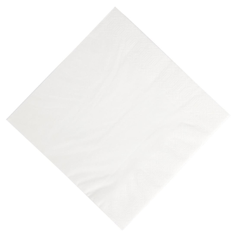 Guardanapos de Almoço de Papel Branco Compostáveis - 3 Camadas - 400 x 400 - Pacote de 1000 - FourniResto