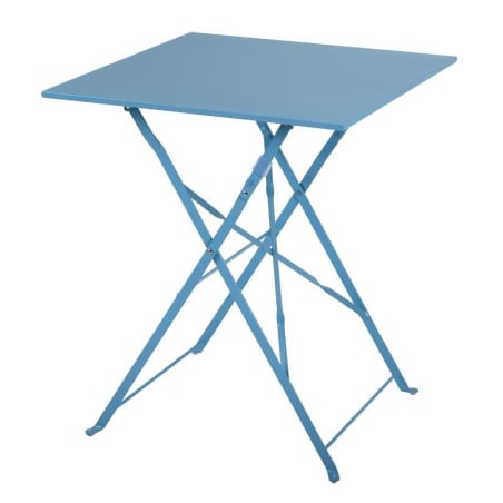 Square steel terrace table - turquoise blue - 600mm - Bolero - Fourniresto