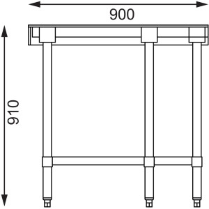 Mesa de canto em aço inoxidável-L 900 x 700mm - Vogue